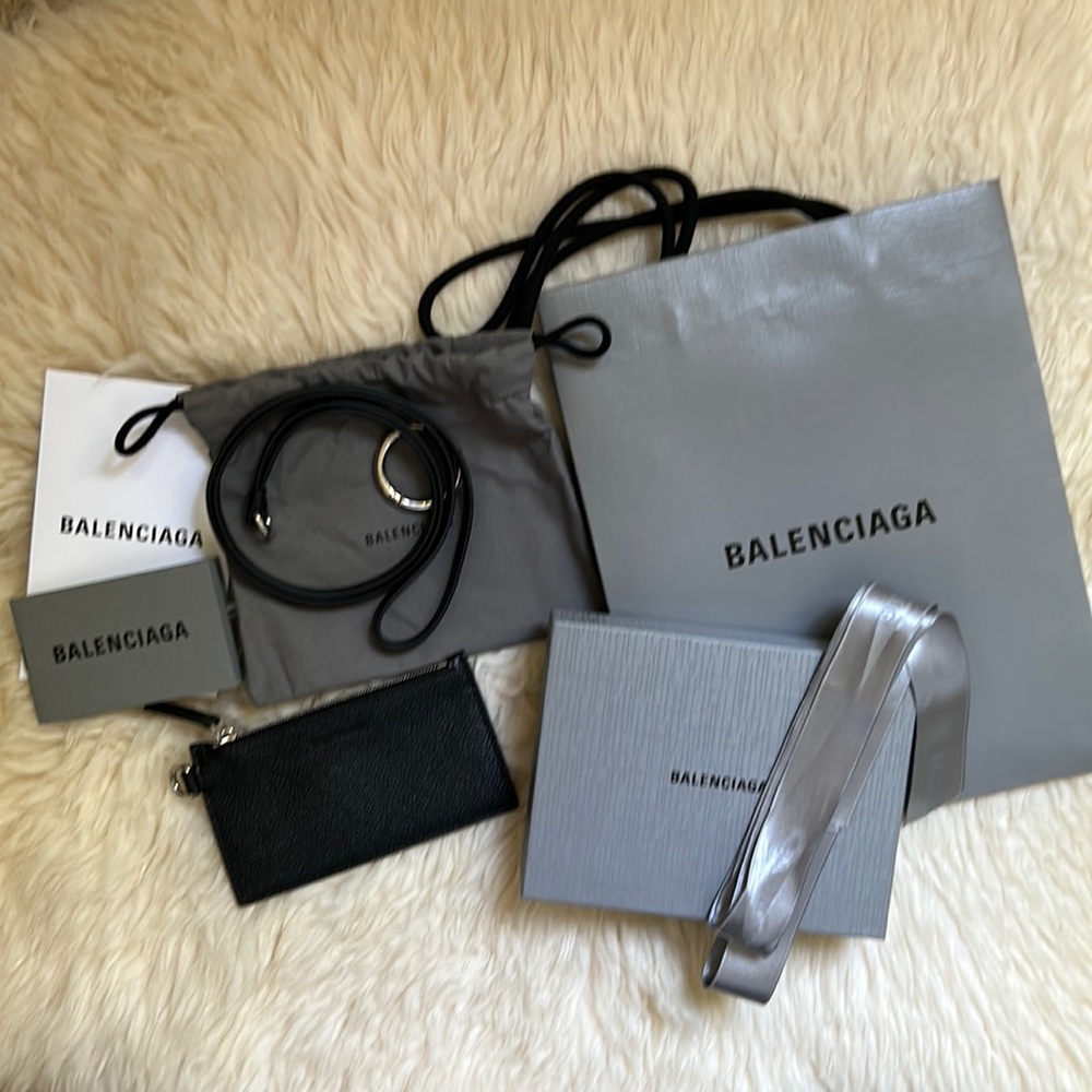 NWT Balenciaga Card Wallet with Crossbody Strap